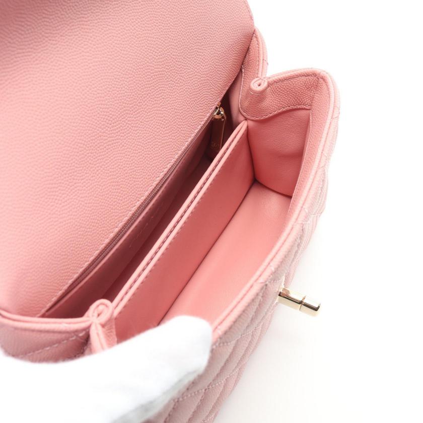 Chanel Coco Handle Pink Caviar Leather 2Way Flap Handbag Gold Hardware