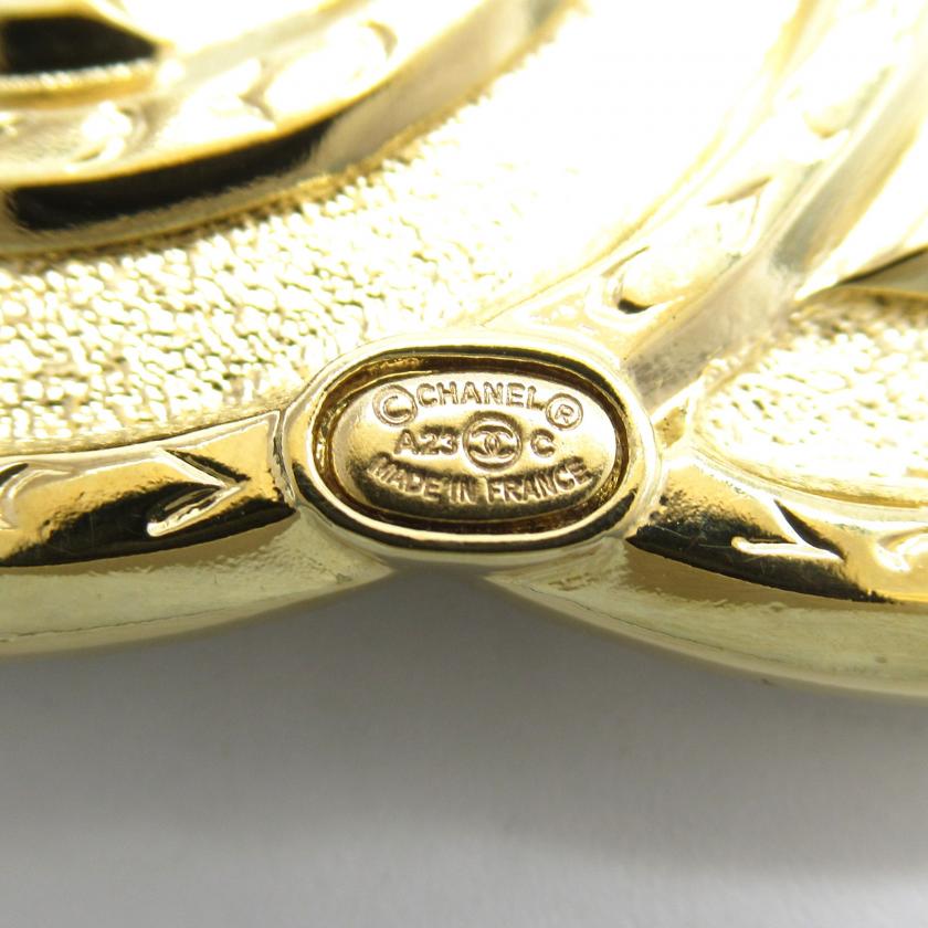 Chanel Coco Mark Gold Plated Clear Stone Brooch