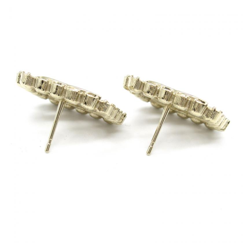 Chanel Gold Plated Clear Champagne Earrings