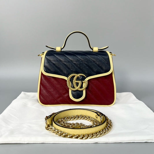 Gucci Marmont Black Red Leather Crossbody Bag
