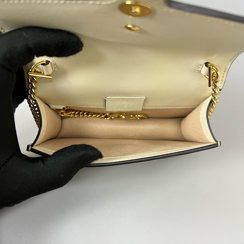 Gucci Sylvie Mini Wallet on Chain White