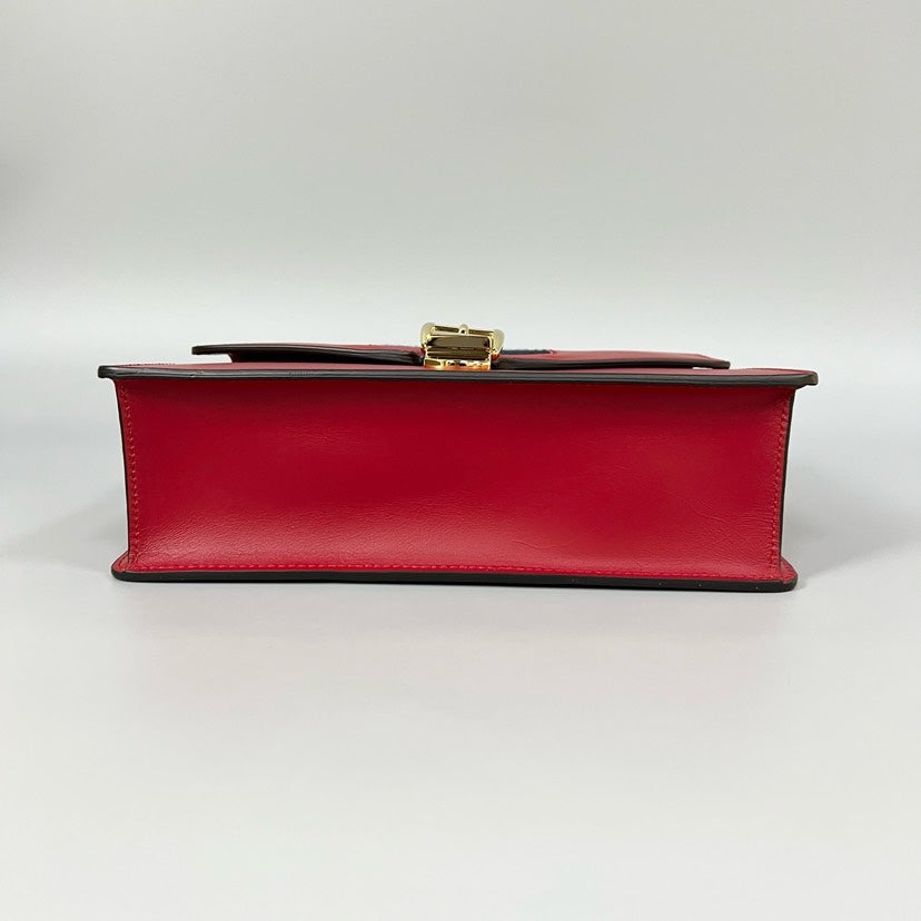 Gucci Sylvie Medium Red Leather Shoulder Bag 25.5x17x8cm
