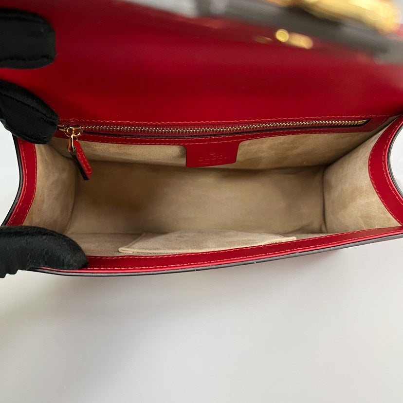 Gucci Sylvie Medium Red Leather Shoulder Bag 25.5x17x8cm