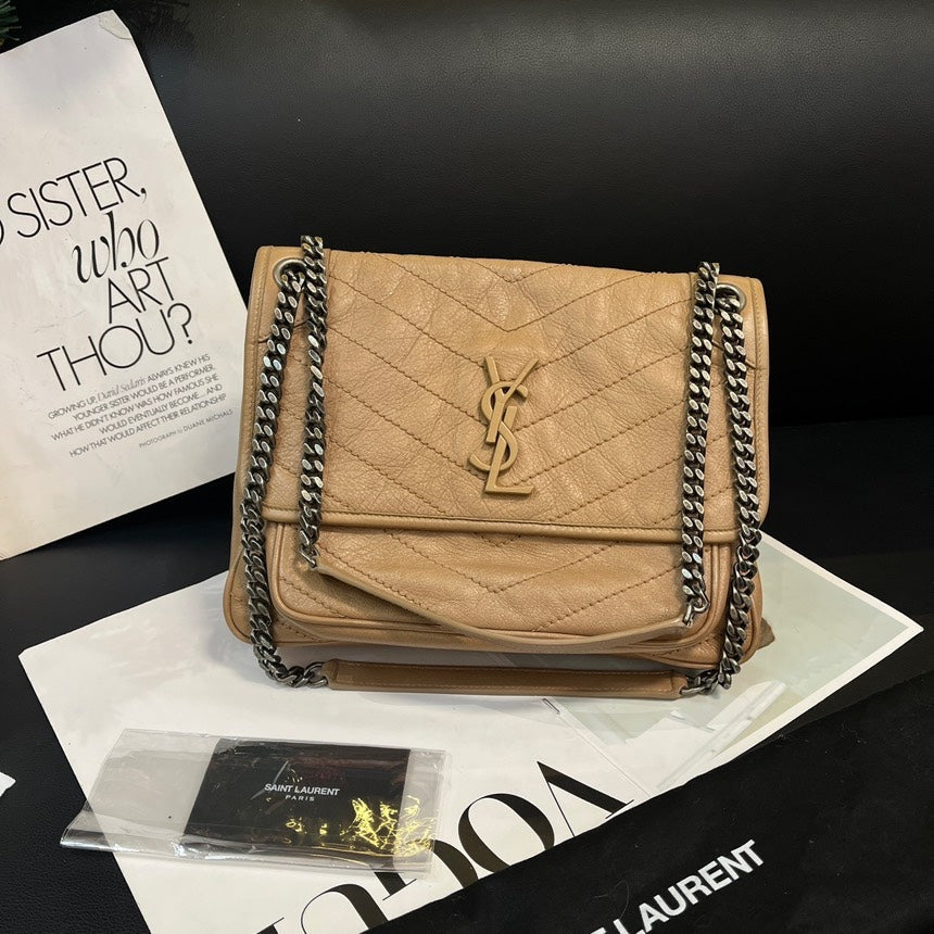 Saint Laurent Medium Niki Crossbody Bag Milk Tea Color