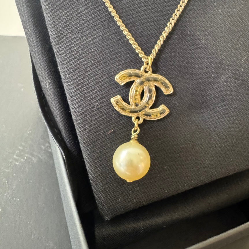 Chanel Gold-Tone Pearl Pendant Necklace