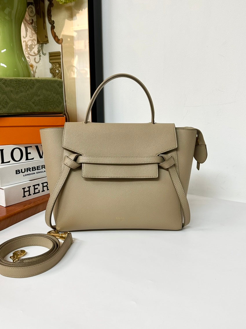 Celine Beige Pico Belt Bag With Handle And Strap