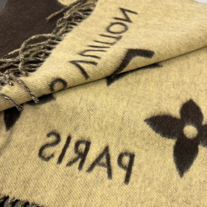 Louis Vuitton Cashmere Monogram Scarf Brown LB106933