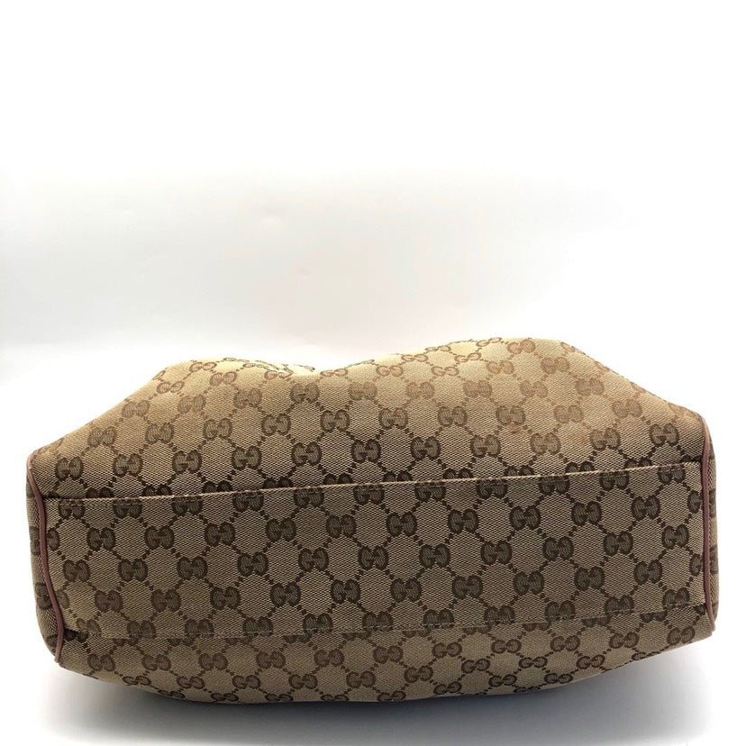 Gucci Beige Monogram Canvas Leather Tote Bag 34x26x16cm