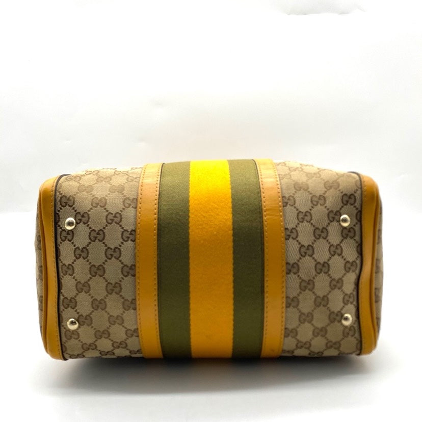 Gucci Boston Beige and Yellow GG Canvas Bag 32x24x18cm