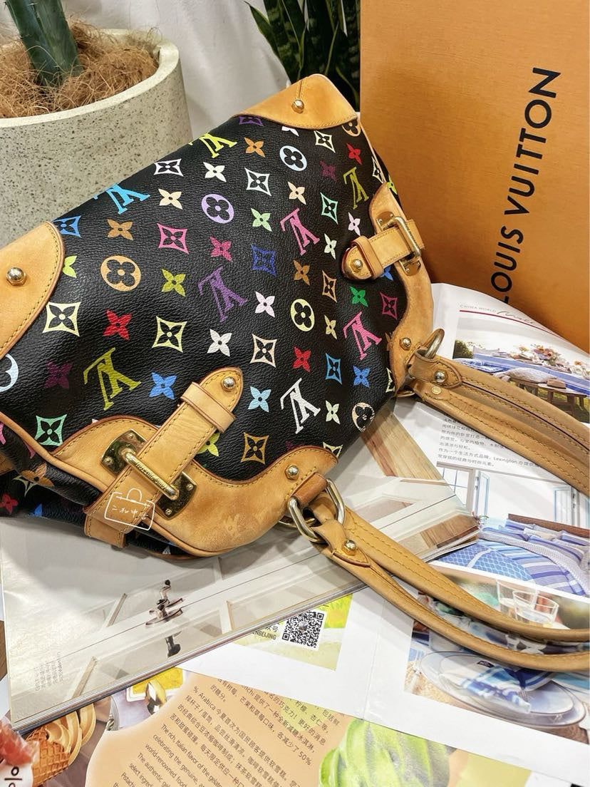 Louis Vuitton Claudia Multicolor Black Canvas Bag Medium