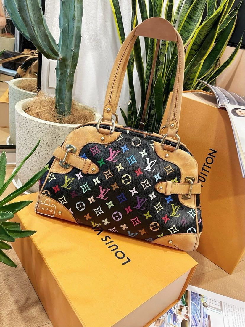 Louis Vuitton Claudia Multicolor Black Canvas Bag Medium