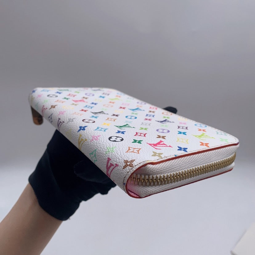 Louis Vuitton Multicolor White Monogram Zip Around Wallet