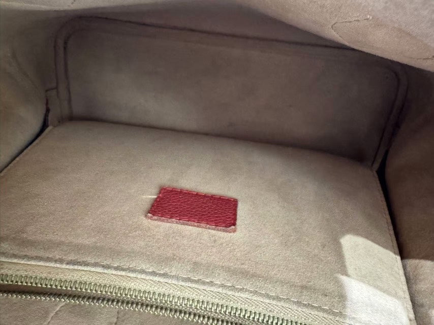 Louis Vuitton Monogram Canvas Red Leather Handle Bag Medium