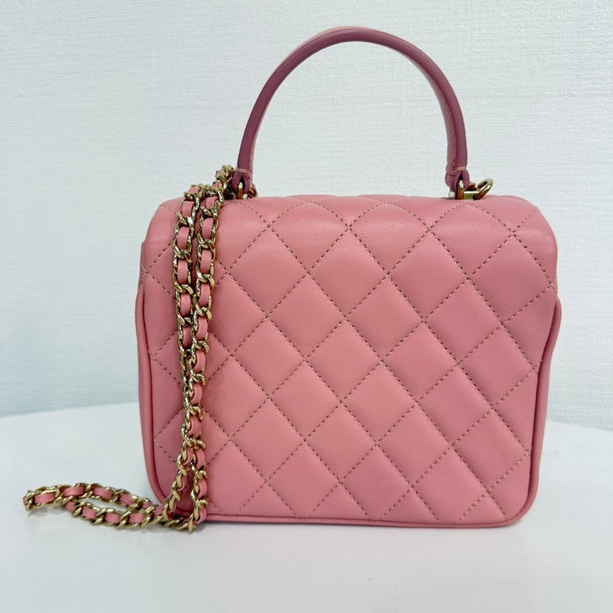 Chanel Mini Lambskin Top Handle 2way Bag Pink