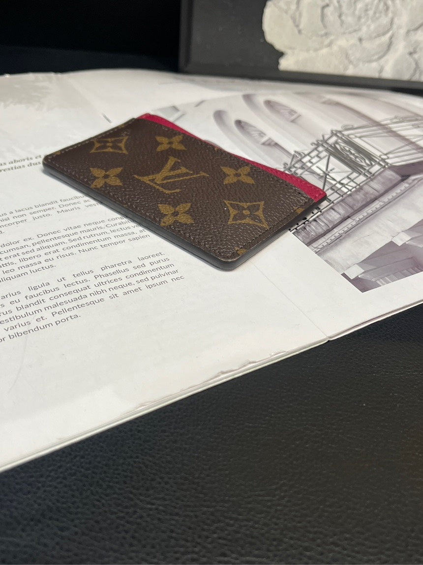 Louis Vuitton Monogram Rose Red Card Holder Wallet