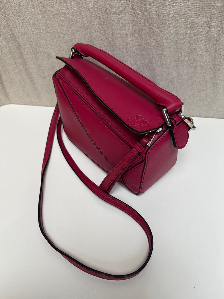 Celine Pazzle Mini Red Leather Shoulder Bag