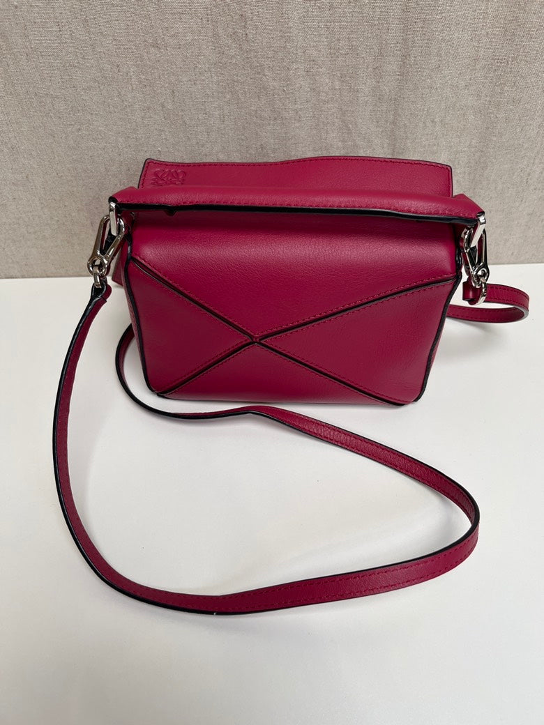 Celine Pazzle Mini Red Leather Shoulder Bag