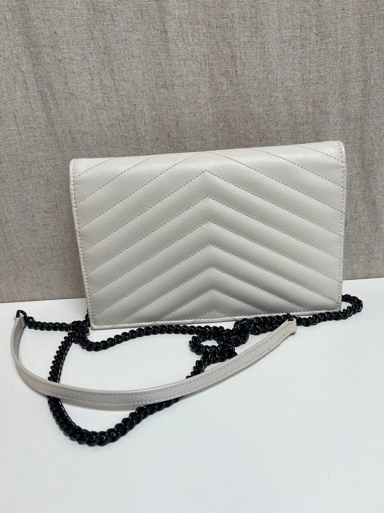 Saint Laurent Envelope WOC Blanc Leather Bag