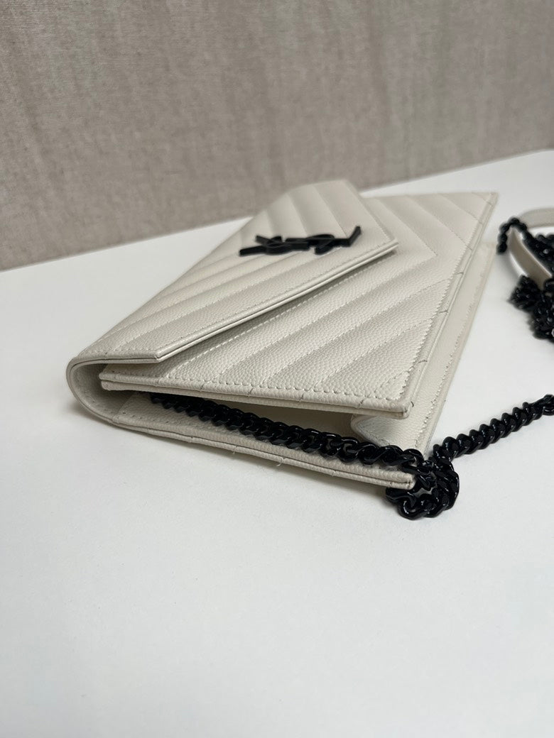 Saint Laurent Envelope WOC Blanc Leather Bag