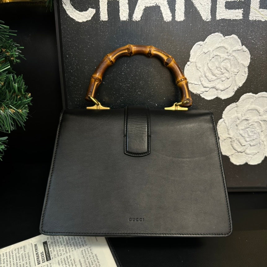 Gucci Bamboo Handle Black Green Red Leather Bag
