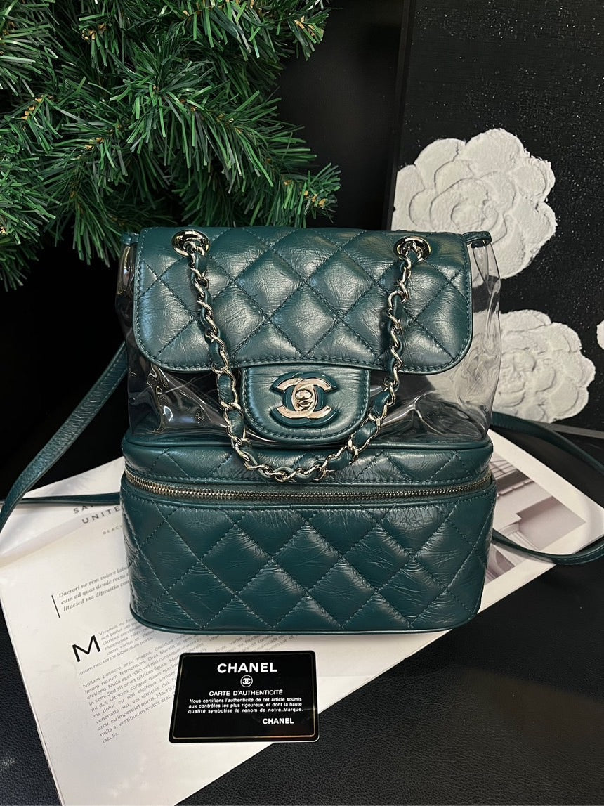 Chanel Dark Green PVC Leather Jelly Backpack Limited Edition