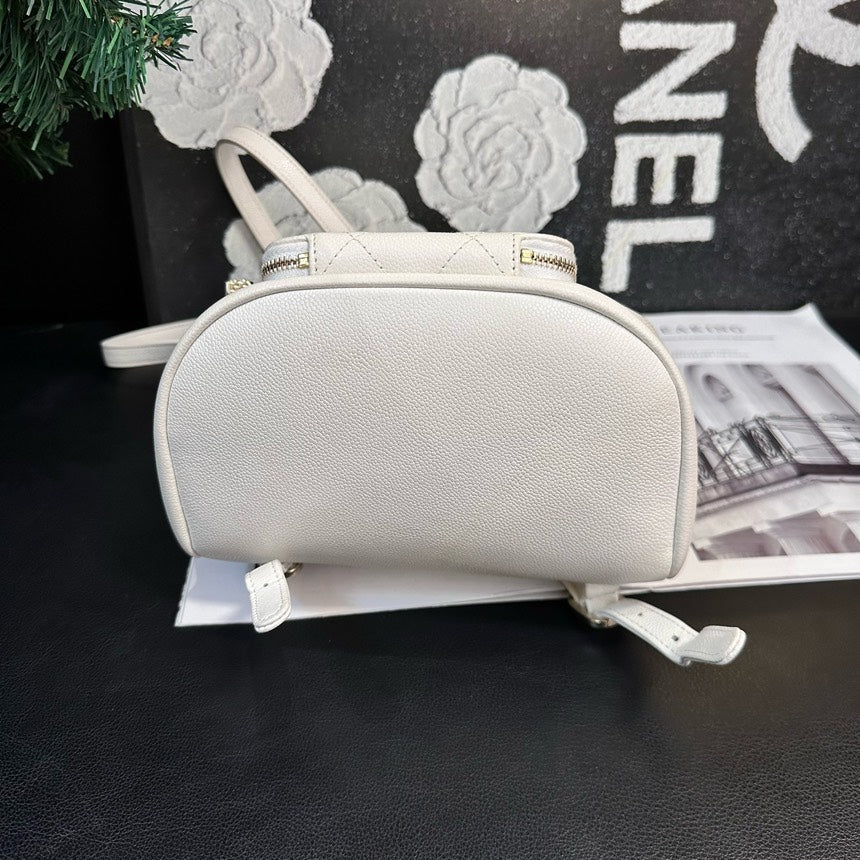 Chanel Affinity Small White Leather Backpack