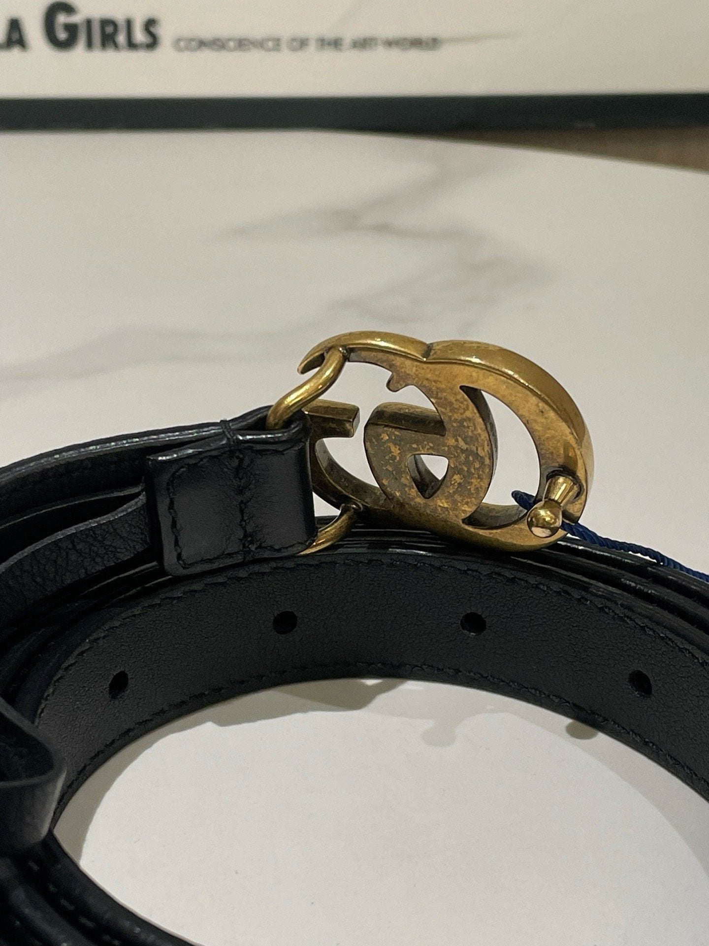 Gucci GG Black Leather Belt 90cm Style 13039