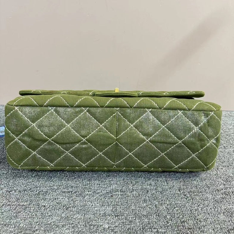 Chanel 2.55 Green Quilted Bag Large Size
