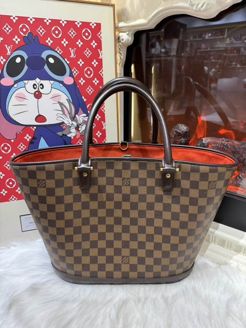 Louis Vuitton Brown Leather Tote Bag Large