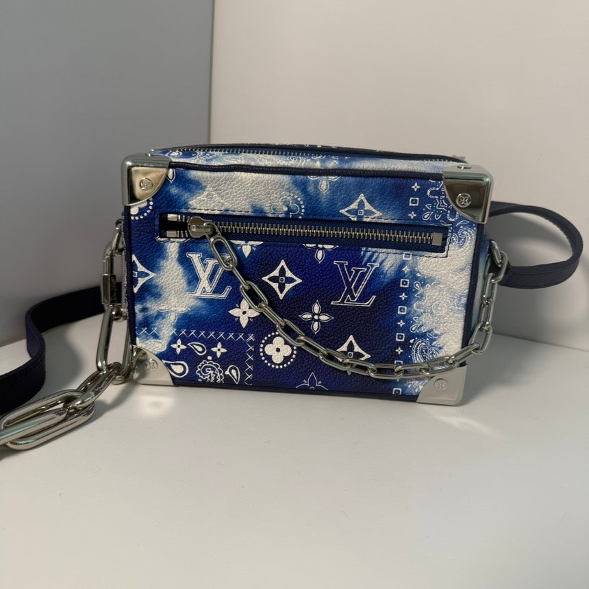 Louis Vuitton LV Blue Soft Trunk Bag Monogram Canvas Chain Strap