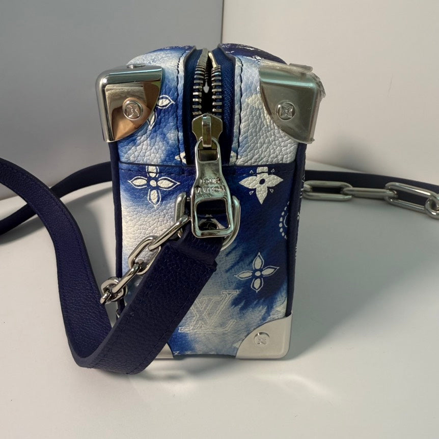 Louis Vuitton LV Blue Soft Trunk Bag Monogram Canvas Chain Strap