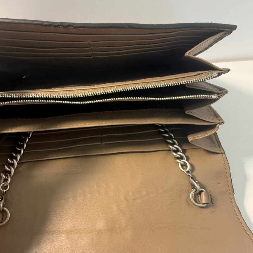 Gucci Dionysus GG Supreme Canvas Wallet On Chain Beige Small