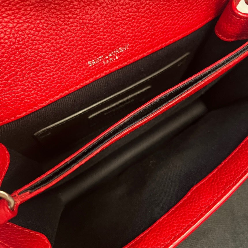 Saint Laurent YSL Red Silver Crossbody Bag