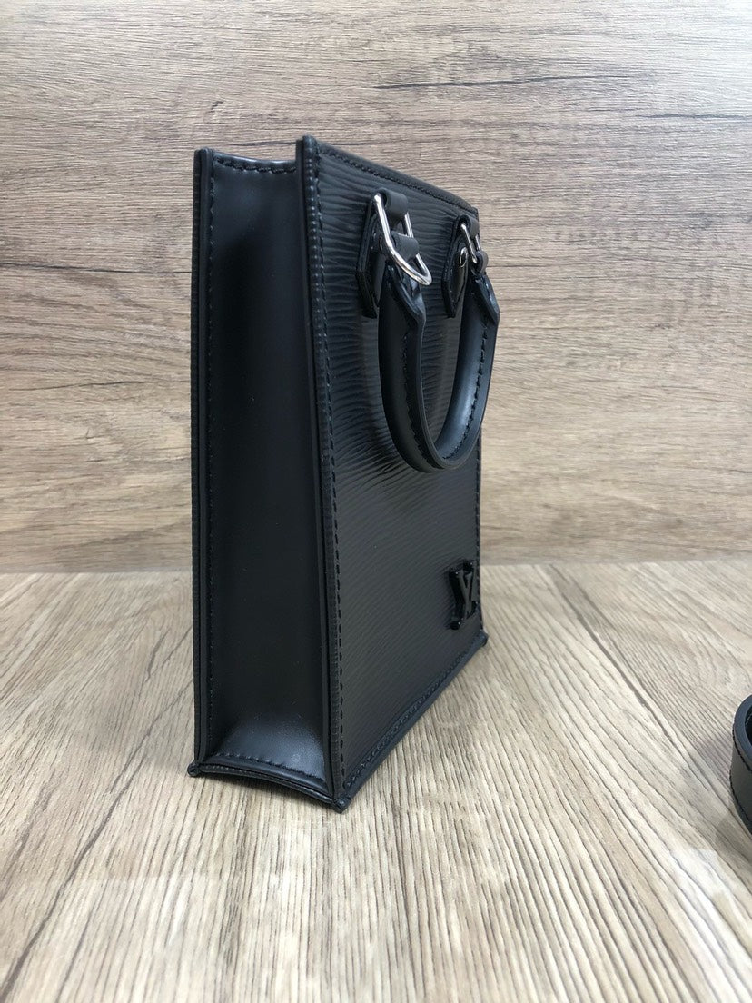 Louis Vuitton Petit Sac Plat Black Mini Tote 17x14cm