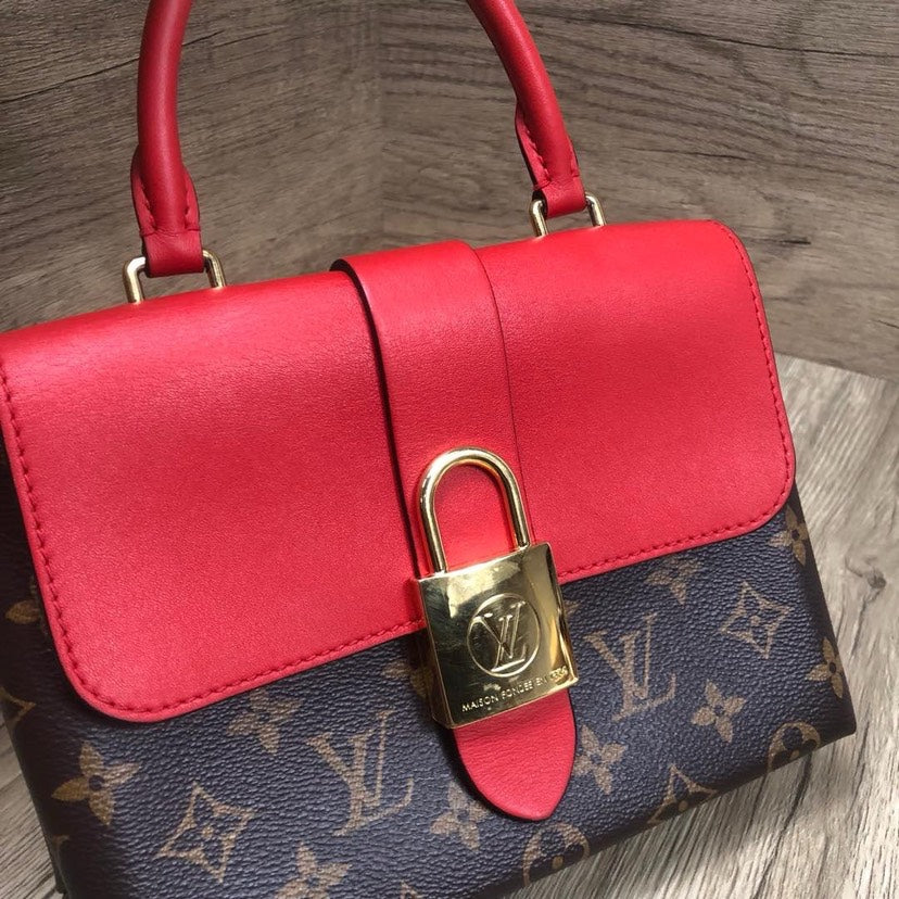 Louis Vuitton Lock Me Monogram Canvas Red Leather Handbag