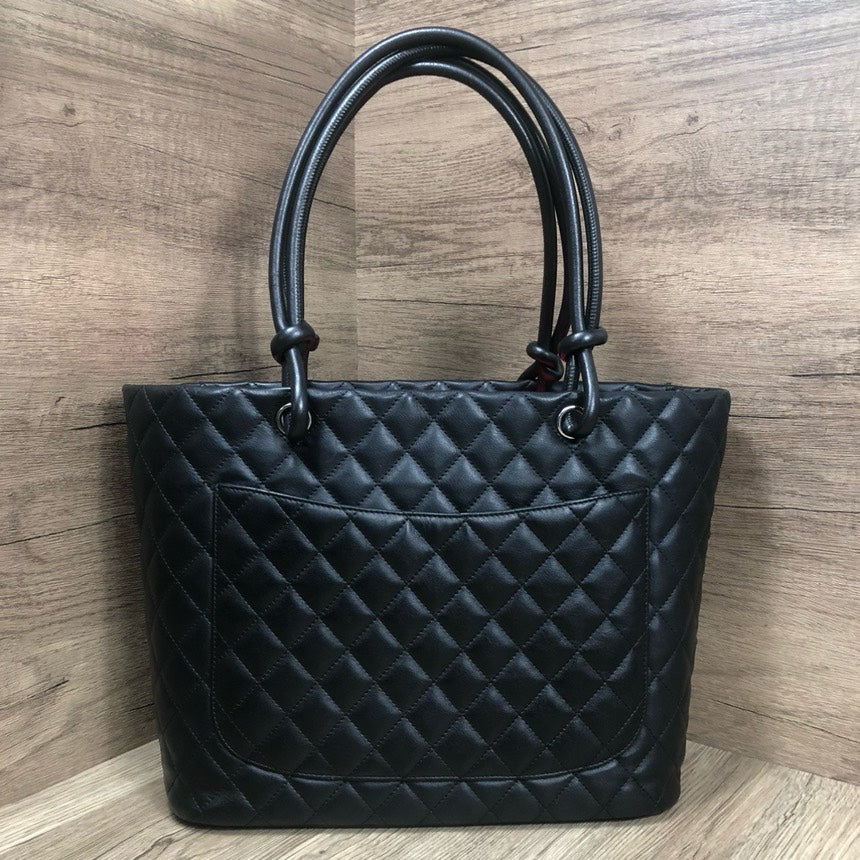 Chanel Cambon Black Quilted Tote Bag Large