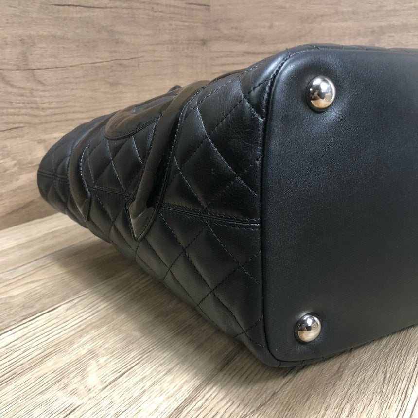 Chanel Cambon Black Quilted Tote Bag Large