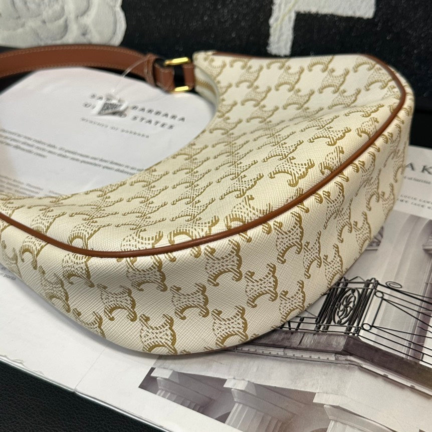Celine Arc De Triomphe White Canvas Hobo Bag