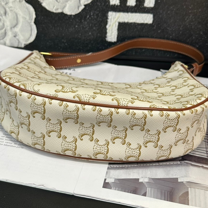 Celine Arc De Triomphe White Canvas Hobo Bag