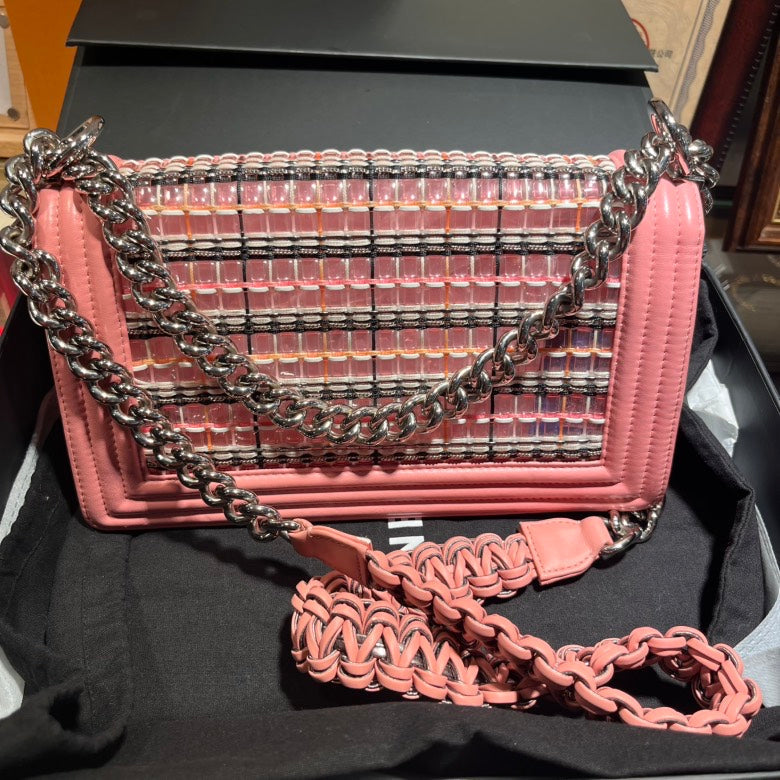 Chanel Pink Weave Le Boy Bag