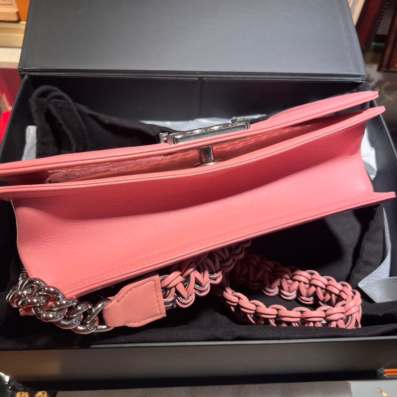 Chanel Pink Weave Le Boy Bag