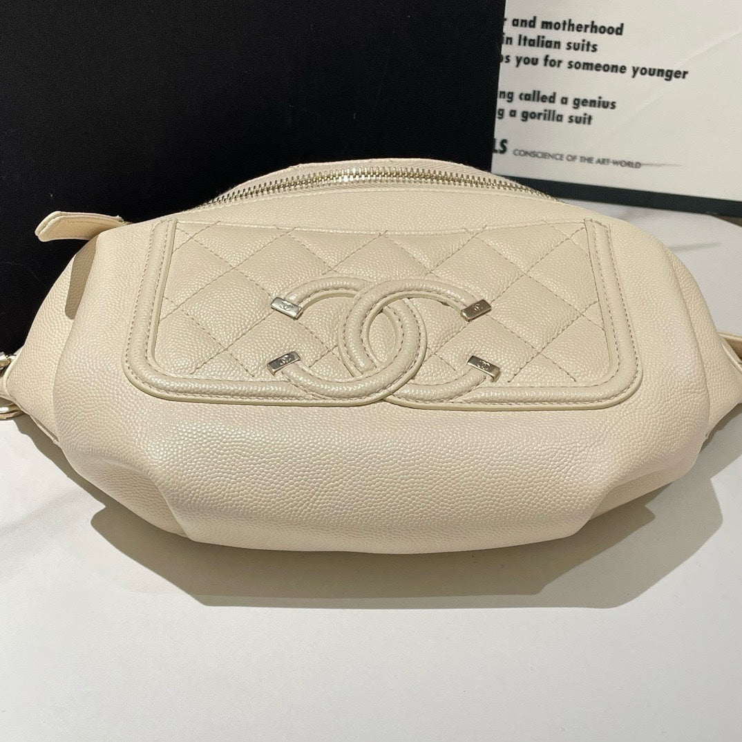 Chanel Timeless Caviar Leather Bumbag Beige Medium 2019