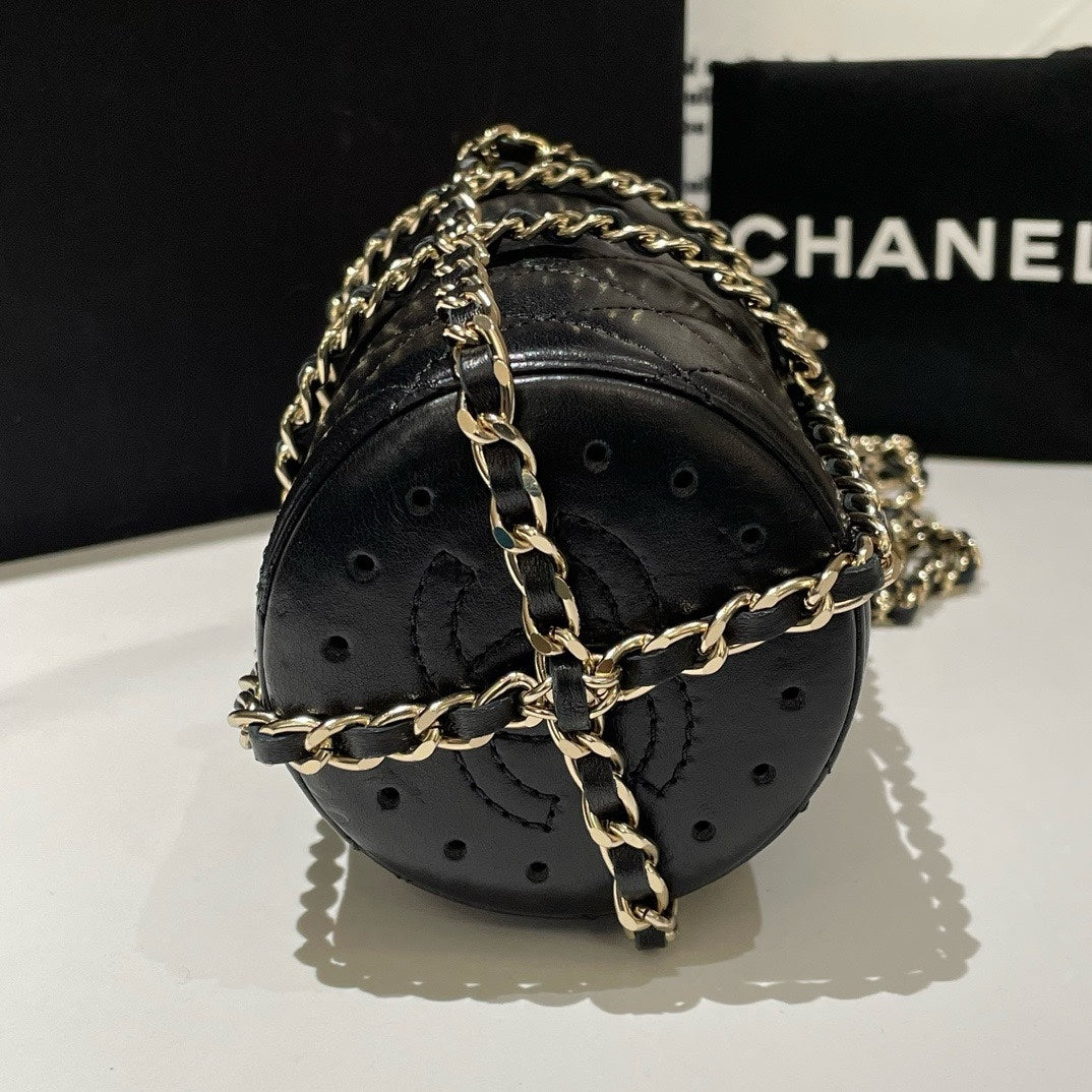 Chanel 2019CC Black Leather Water Bottle Bag