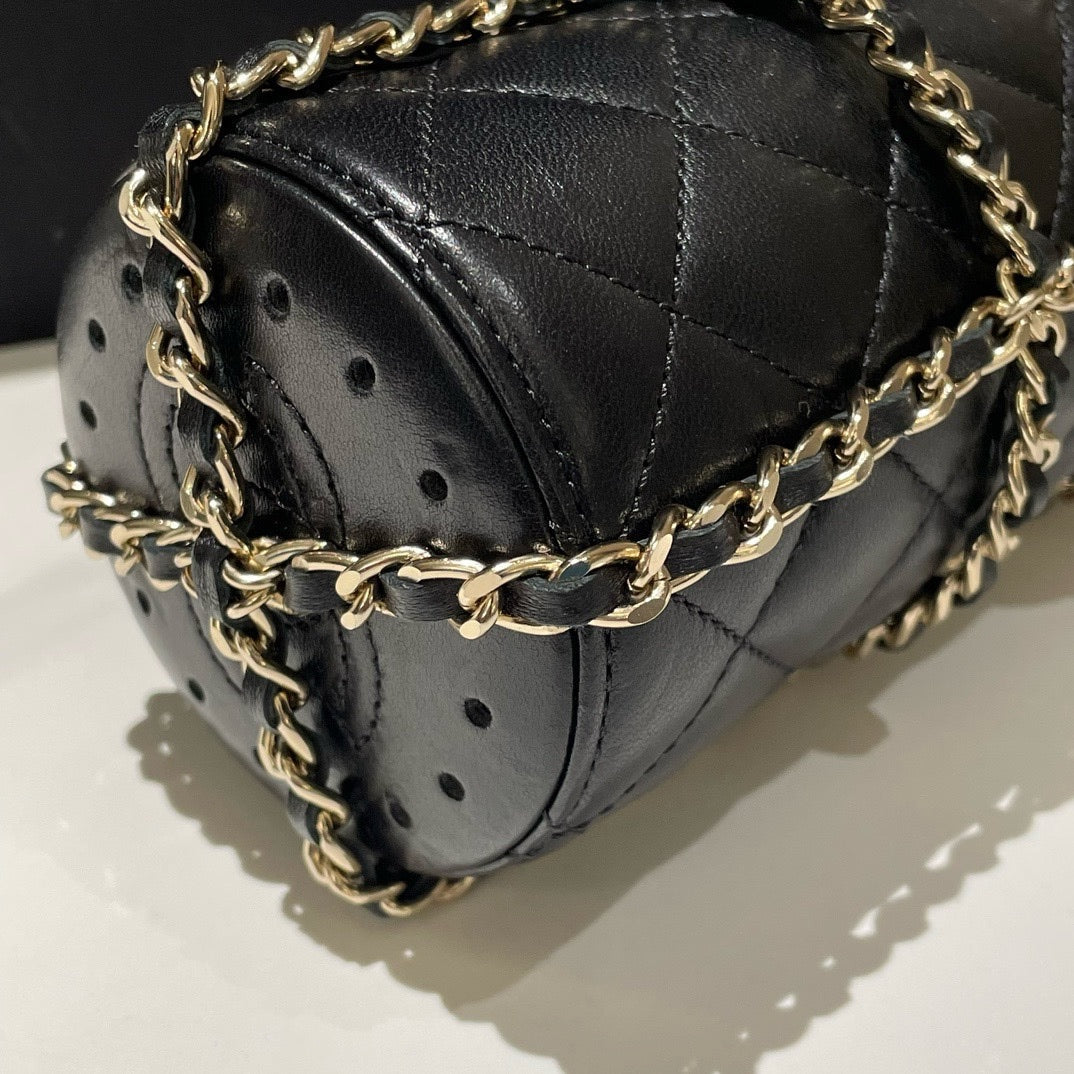 Chanel 2019CC Black Leather Water Bottle Bag