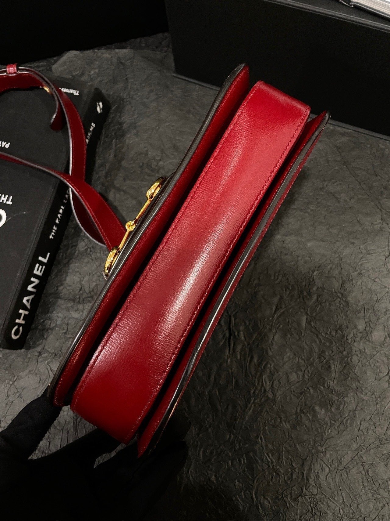Gucci Horsebit 1955 GG Supreme Monogram Red Leather Bag Small