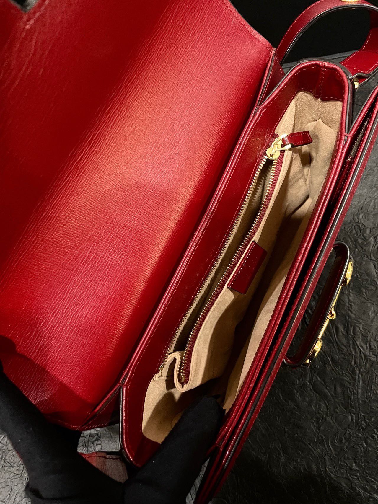 Gucci Horsebit 1955 GG Supreme Monogram Red Leather Bag Small