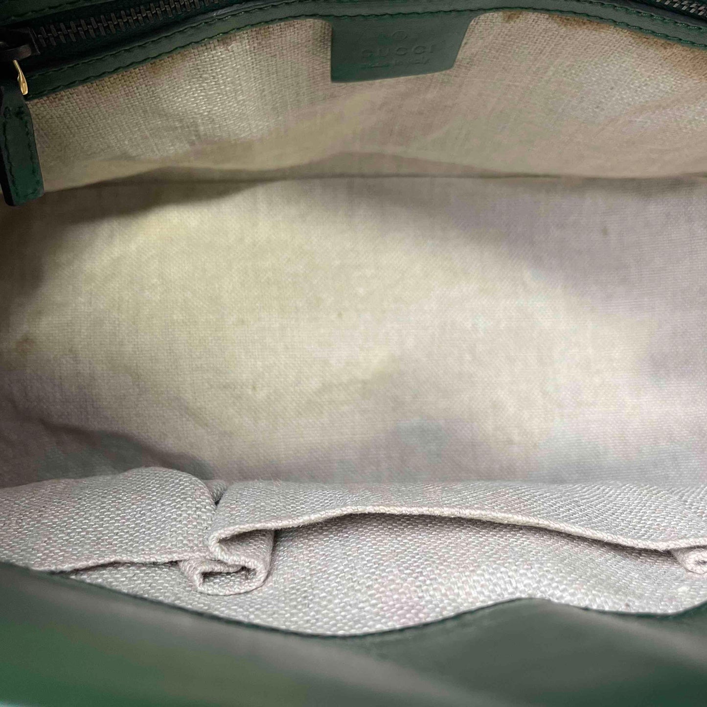 Gucci Heritage Green Canvas and Leather Tote Bag