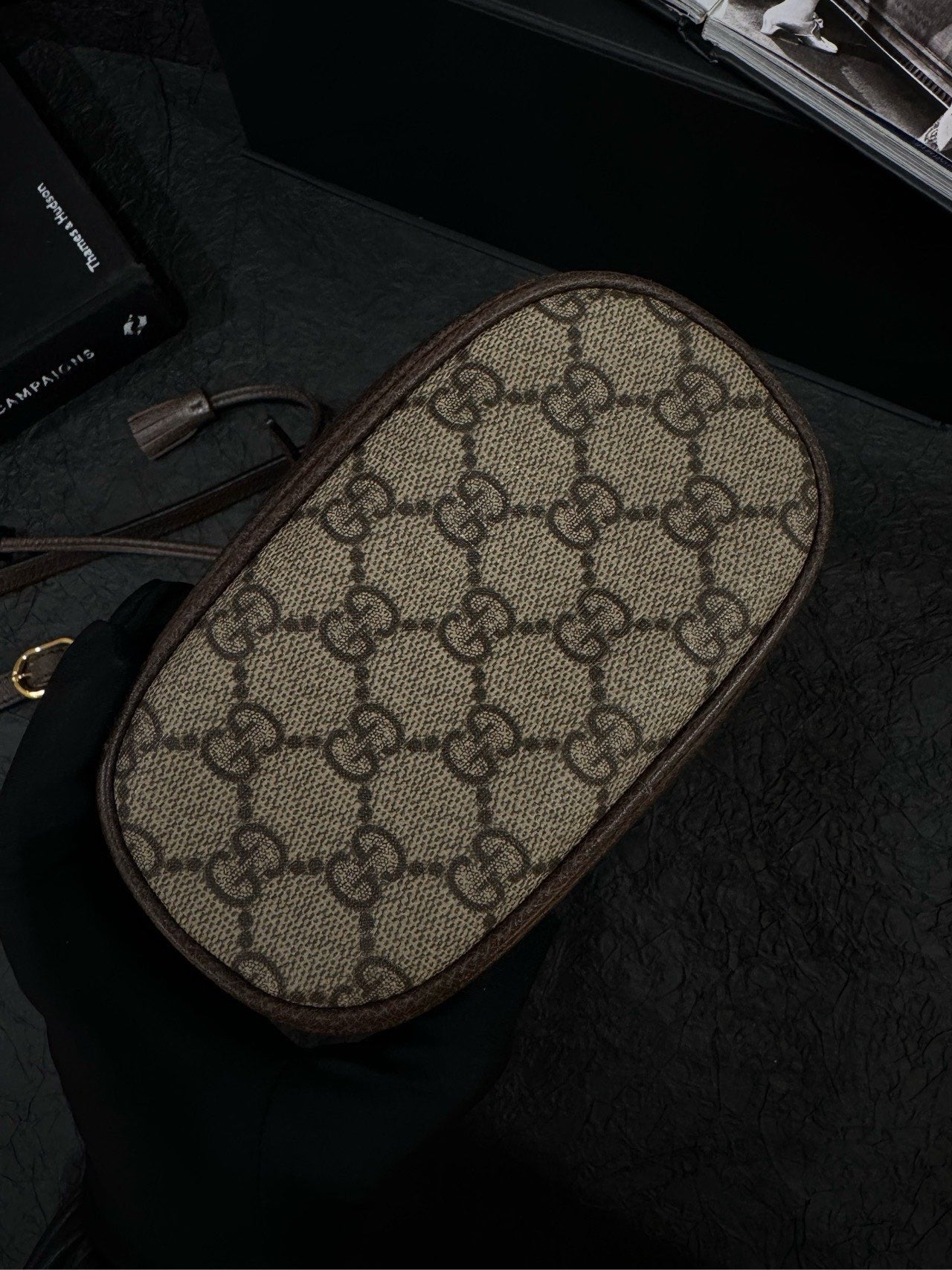 Gucci Ophidia GG Supreme Beige Ebony Mini Bucket Bag