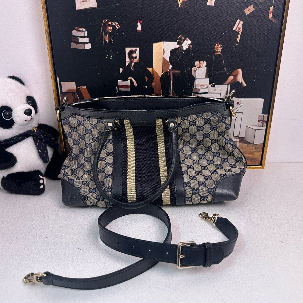 Gucci GG Canvas Black Two-Way Bag