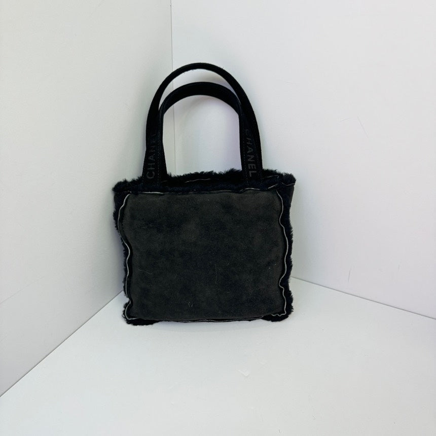 Chanel Black Plush Handbag Medium